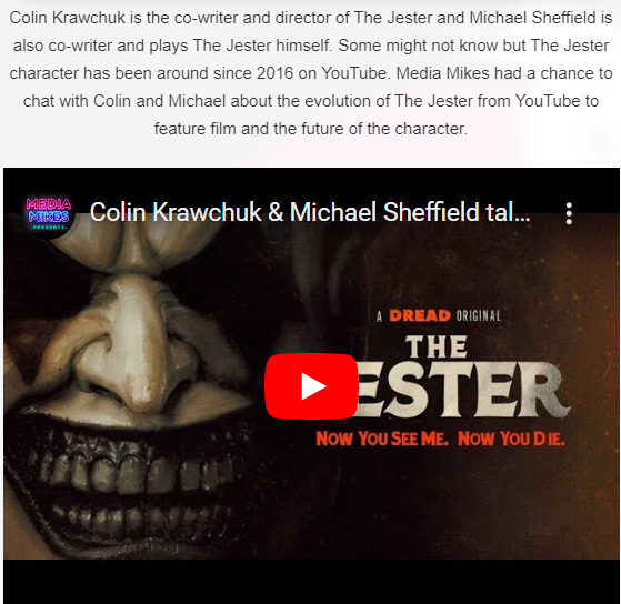 Colin Krawchuk & Michael Sheffield talk about the Evolution of The Jester from YouTube to Feature Film